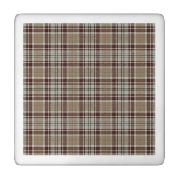 Brown Beige Plaid Checkered Pattern Square Fitted Tablecloth with Elastic Edge,Square Table Cover,Washable Elastic Table Cover for Home Kitchen Party Decor 34"x34"