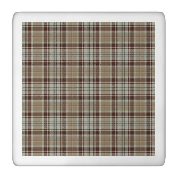 Brown Beige Plaid Checkered Pattern Square Fitted Tablecloth with Elastic Edge,Square Table Cover,Washable Elastic Table Cover for Home Kitchen Party Decor 36"x36"