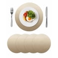 thumbnail image 1 of Brown Beige Round 15 Inch Placemats Set of 4, Gradient Monochrome Modern Country HeatResistant Non Slip Place Mats for Dining Table, Wipeable Braided Kitchen Table Mats for Housewarming, 1 of 9