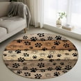 thumbnail image 1 of Brown Beige Round Rug 3.3ft Washable Circle Entryway Rugs Non Slip Rustic Farmhouse Dog Paw Vintage Area Rug Indoor Floor Carpet for Bedroom Kitchen Living Room Home Office Dining Room Nursery, 1 of 8
