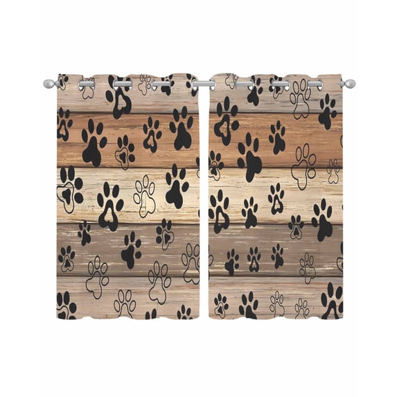 Brown Beige Sheer Curtains 39 Inch Length 2 Panels Set for Living Room/Bedroom, Rustic Farmhouse Dog Paw Vintage Kitchen Curtains Grommet Semi-Sheer Curtains Drapes Window Treatments 27.5"x39"x2