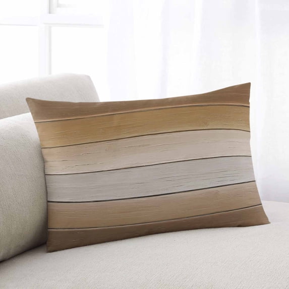 Brown Beige Standard Size Pillow Cover, Pillowcase Protectors with Zipper, Breathable Decorative Throw Pillow Case Cover, Farmhouse Vintage Gradient Wooden Grain Pillow Shams for Couch Sofa 20x26Inch