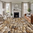 thumbnail image 1 of Brown Beige Stones Area Rugs 5'x8', Washable Small Throw Rugs for Classroom Bedroom, Farmhouse Stones Modern Art Indoor Outdoor Rug Non-Slip Low Pile Carpet Runner Reversible Floor Mats, 1 of 8