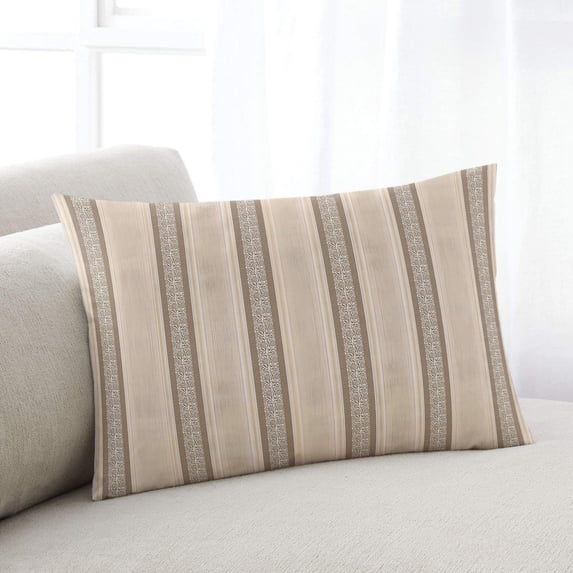 Brown Beige Striped Standard Size Pillow Cover, Pillowcase Protectors with Zipper, Breathable Decorative Throw Pillow Case Cover, Boho Ethnic Modern Abstract Art Pillow Shams for Couch Sofa 20x26Inch