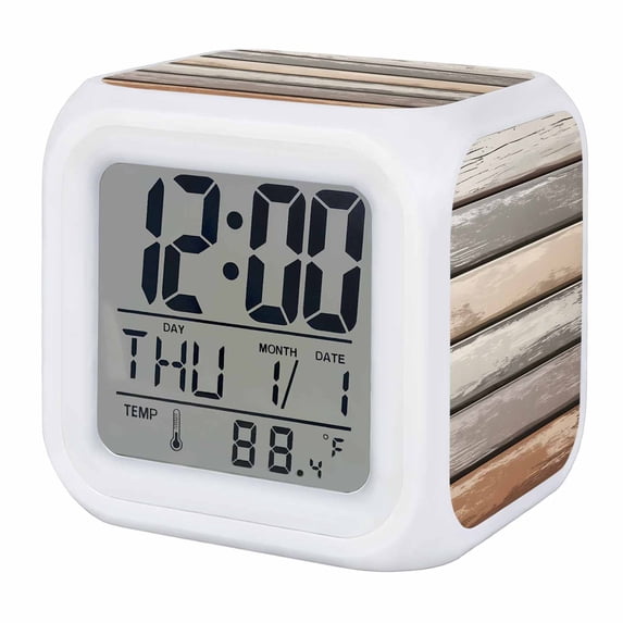 Neutral Clock Display Brown Beige Stripes Digital Alarm Clock for Bedrooms,Smart LED Alarm ...