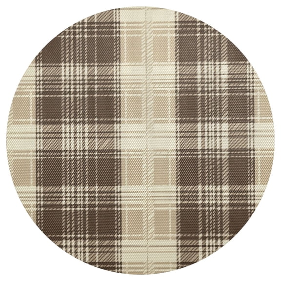 Brown Beige Tartan Plaid PVC Round Grid Placemat Table Mat 1 Pc 15.4" x 15.4"