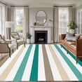 thumbnail image 1 of Brown Beige Teal White Striped Washable Living Room Rugs 5'x8', Modern Minimalist Lines Low Pile Throw Large Area Rug Non-Slip Sturdy Edge Binding Carpet for Living Room Kitchen Office, 1 of 9