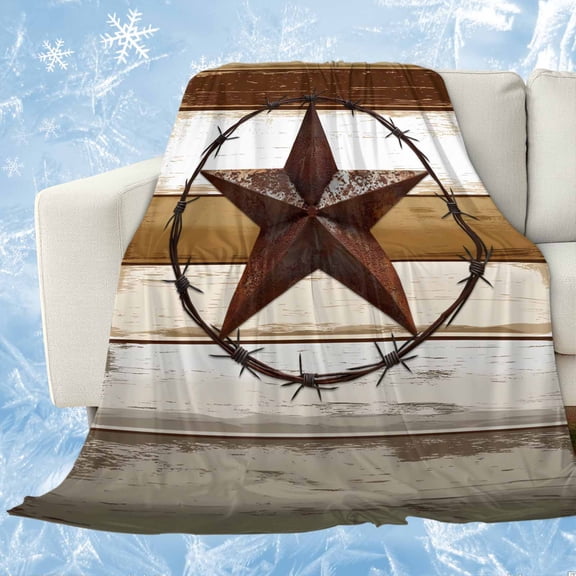 Brown Beige Texas Star Cooling Blanket, Lightweight Breathable Summer Throw Blanket with Double Sided Cold Effect, Vintage Stars Wooden Picnic Beach Blankets Bed Sheet for Hot Sleepers 30"x40"