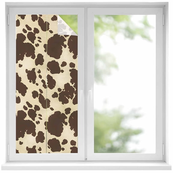 Brown Beige Window Privacy Film, Modern Animal Texture Abstract Static Cling UV Sun Blocking Heat Control Window Tint Day and Night, Non-Adhesive Reusable One Way Windows Privacy Cover 17.7''x39.3''