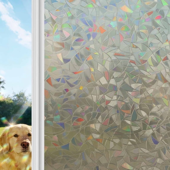Brown Beige Window Privacy Film Stain Glass,Reusable Decorative Rainbow Window Film,Gradient Monochrome Modern Country Static Cling Sun Blocking Stickers Decals Covers 23.6" x 78.7" (2pcs)