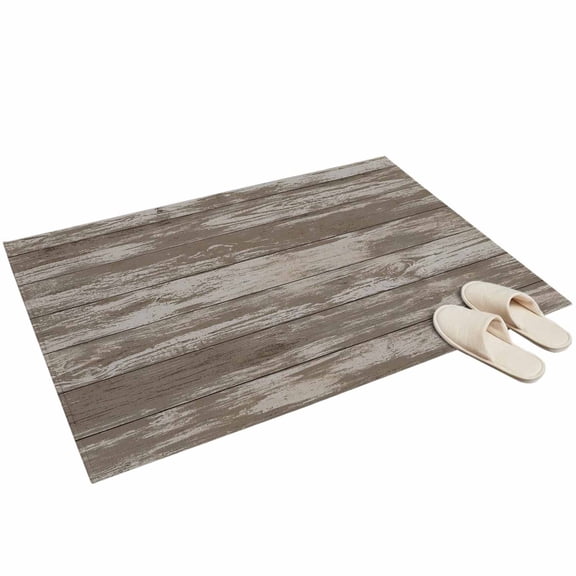 Brown Beige Wood Grain Entryway Rug 2'x3' Abstract Turquoise Board Distressed Paint Small Area Rug Non-Slip Front Door Mat Washable Floor for Front‑Door Area, Kitchen Sink Zone, Bathroom