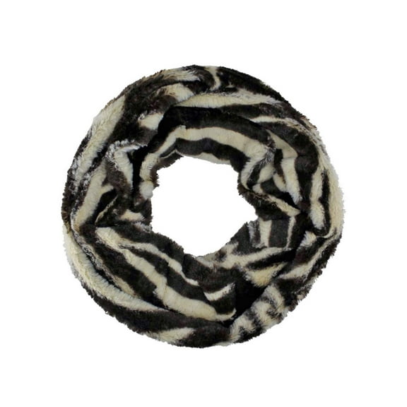 Brown & Beige Zebra Stripe Faux Fur Circle Infinity Scarf