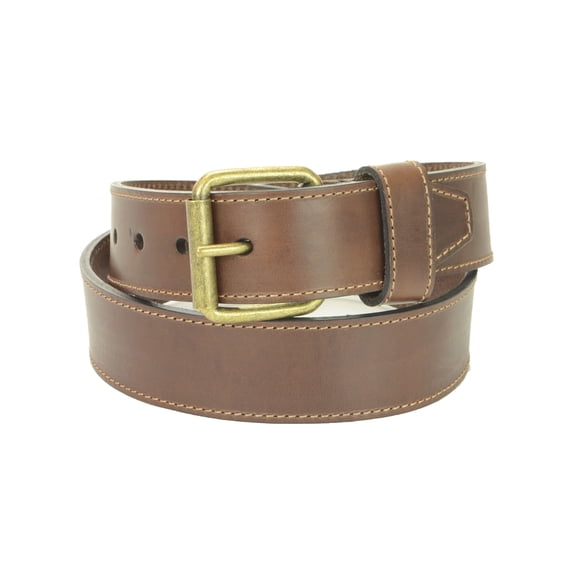 Brown Belt with Contrast Stitching and Roller Buckle