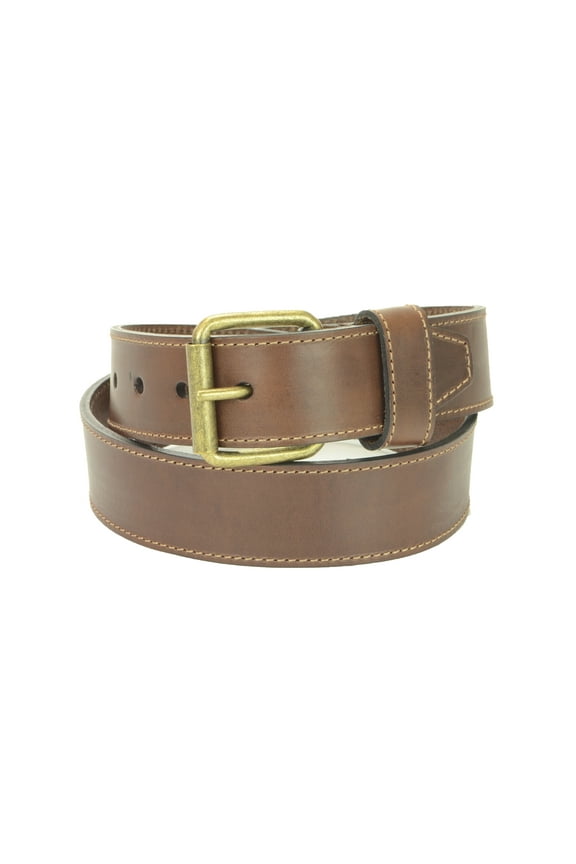 Brown Belt with Contrast Stitching and Roller Buckle