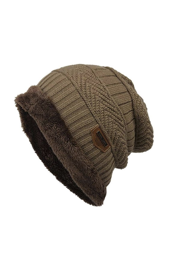 Brown Berets for Women Men Fashion Fleece Contrast Colors Knitted Warm Winter Hats for Women Men