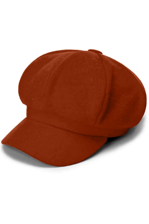 Brown Berets for Women Men Newsboy Cap Wool Visor Cabbie Fiddler Winter Spring Hat Girls