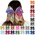 thumbnail image 1 of Brown Big Bow Hair Clips for Girls sequins Tassel Ribbon Bowknot Hair Clips for Ponytail Holder One Size, 1 of 3