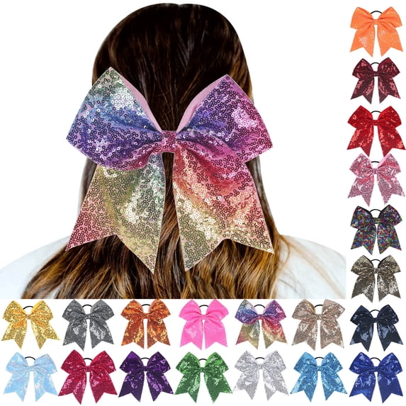 Brown Big Bow Hair Clips for Girls sequins Tassel Ribbon Bowknot Hair Clips for Ponytail Holder One Size