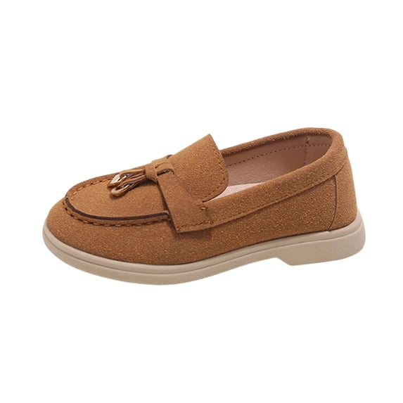 Brown Big Kids Girls Brown Soft Sole Casual Loafers Spring Summer Fashion Princess Shoes Pu Leather Flats