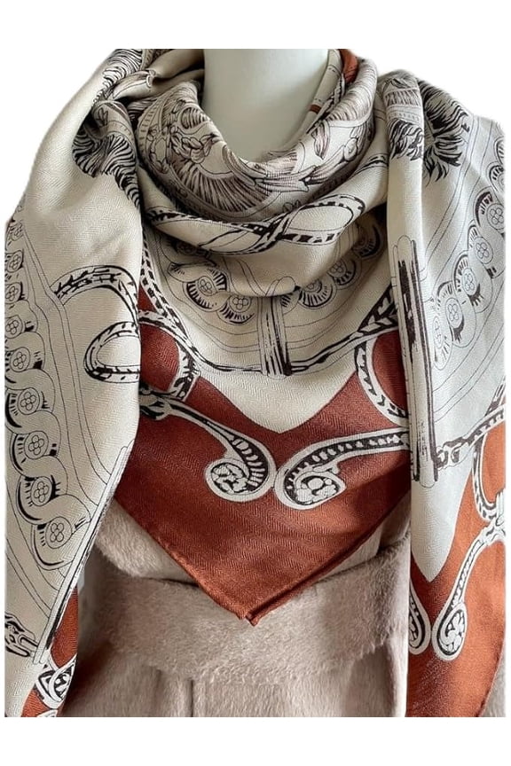 Brown Big Scarf, Wool Silk Luxury Extra Large Scarf, Square Shawl Wrap, Gorgeous Silk Scarf for Women Hair, 55 "W x 55 "D, Large Silk Scarf, Silk Scarf for Women and Man, Brown