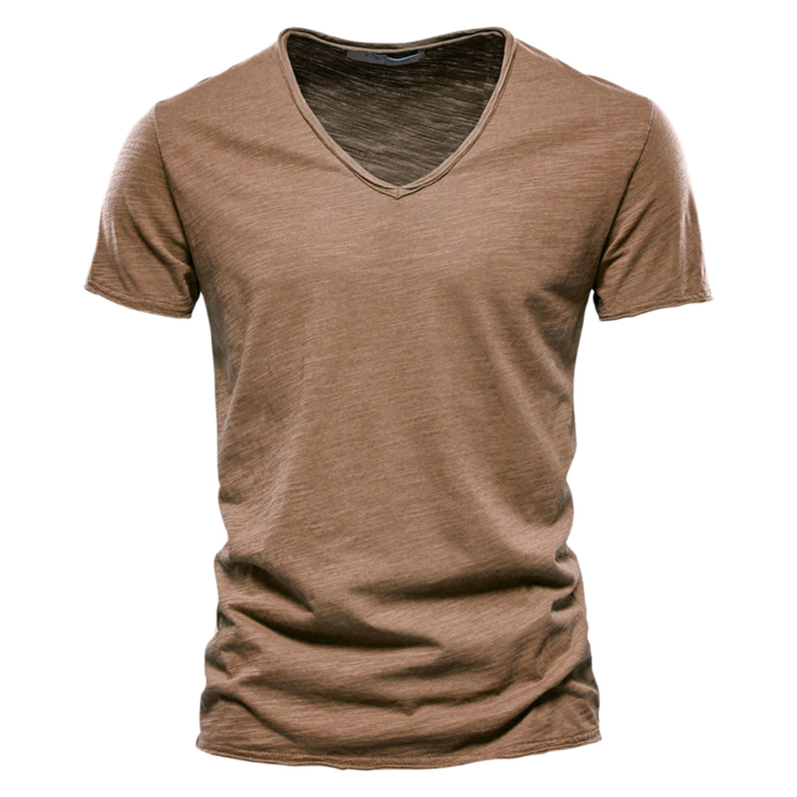 Brown Big and Tall T-Shirts Fashion Casual Solid Color