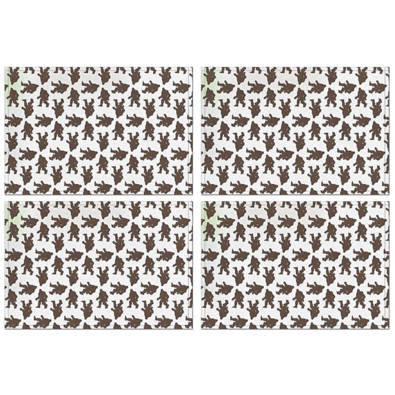 Brown Bigfoot Pattern Summer Placemats Table Placemats Set Of 4-Linen Kitchen Washable Placemats Table Mats 11.8"x17.7" Non-Slip Heat Resistant