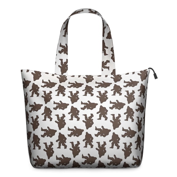 Brown Bigfoot Pattern Travel Tote Bags for Women Carry On,Large Weekender Bags for Women Travel,Multi Functional Duffle Bag for Work,Shopping,Sports