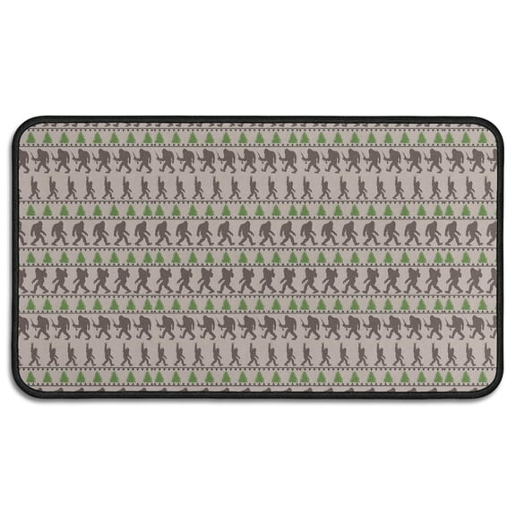 Brown Bigfoot and Pine Tree Pattern Door Rugs,Washable Non Slip Door Mats Indoor,Decorative Door Mats,Entry Mat Indoor for Entrance,Bedroom,Kitchen,Bathroom,30"x17"
