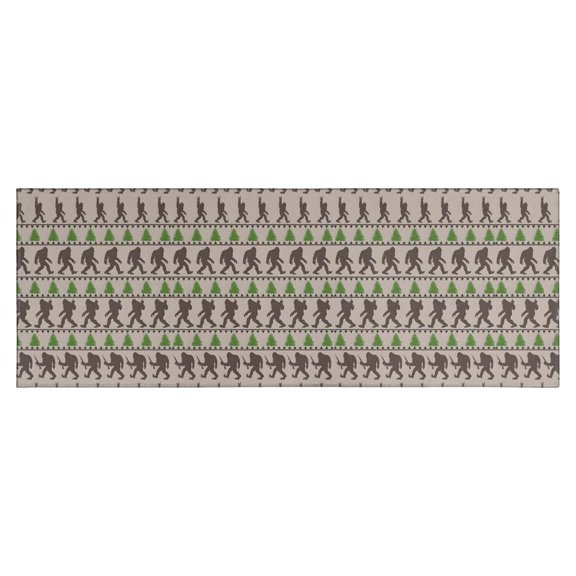 Brown Bigfoot and Pine Tree Pattern Kitchen Rug Mat,Kitchen Runner Rugs Non Skid Washable,Decorative Kitchen Floor Mats for Kitchen,Sink,Laundry,17"X47"