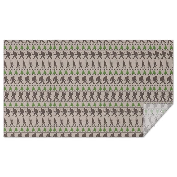 Brown Bigfoot and Pine Tree Pattern Rectangle Tablecloth 60"x102",Waterproof Polyester Rectangle Table Cloth, Wipeable Spillproof Polyester Tablecloth for Dining, Camping, Indoor and Outdoor