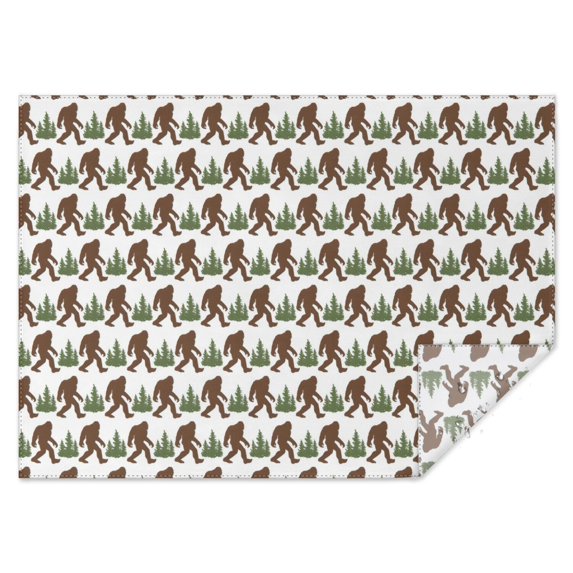 Brown Bigfoot and Pine Tree Pattern Rectangle Tablecloth 60"x84",Waterproof Polyester Rectangle Table Cloth, Wipeable Spillproof Polyester Tablecloth for Dining, Camping, Indoor and Outdoor