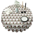 thumbnail image 1 of Brown Bigfoot and Pine Tree Pattern Round Tablecloth 60"x60",Wrinkle Wipeable Table Cloth for Kitchen Dining Room Picnic Patio Party, 1 of 6