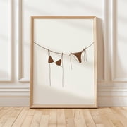 Brown Bikini Wall Print, Bikini Poster, Coastal Summer Decor, UNFRAMED PAPER POSTER