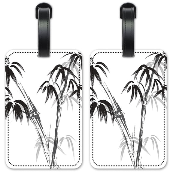 Brown Bird on Bamboo - Luggage ID Tags / Suitcase Identification Cards - Set of 2