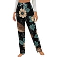 thumbnail image 1 of Brown Birds Floral Dark Background Pattern Winter Female Pants Flannel High Waist Women Pants Lady Warm Straight Leg Plush Trousers, 1 of 7