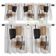 thumbnail image 1 of Brown Black Abstract Art Kitchen Curtains Sets for Windows 24 Inch Length, Luxury Geometric Modern Art Rod Pocket Window Treatments Tier Curtains and Valances Set for Bedroom/Bathroom, 1 of 8