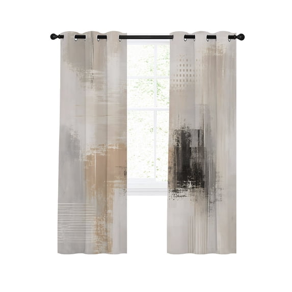 Brown Black Abstract Blackout Curtains 39 Inches Length, Modern ...