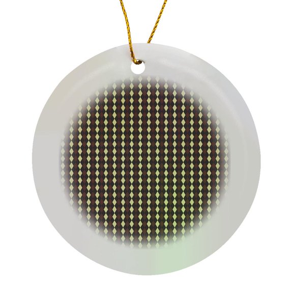 3drose, Brown, Black, and Beige Small Argyle Pattern, Circle Porcelain Ornament