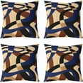 thumbnail image 1 of Brown Black Blue Square Cushion Covers Set of 4 Set 20 x 20-Inch Stripes Reversible Throw Pillow Covers for Kids Boys Girls Decor Geometric Pillow Covers Home Decor Modern Striped Art Abstract, 1 of 1