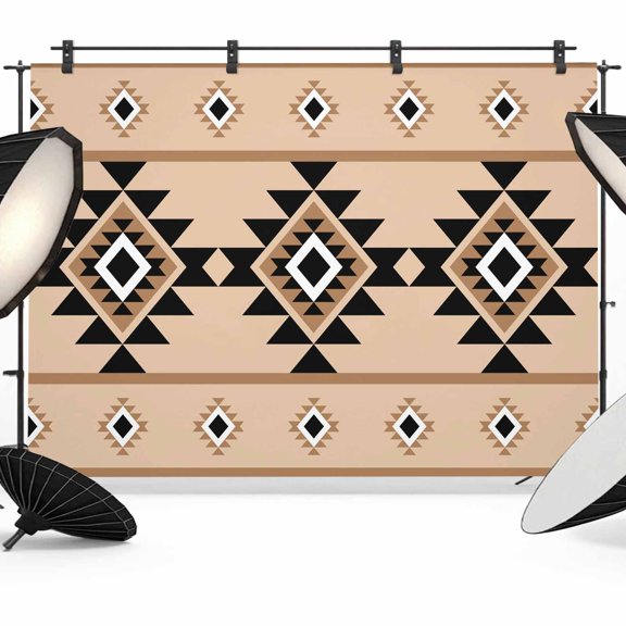 Brown Black Boho Backdrop for Photoshoot,Photography Photo Studio Background Wall Backdrop,Country Aztec Southwest Geometric Back Drop Banner Panel for Portraits Wedding Party Live Streaming 10x8Ft