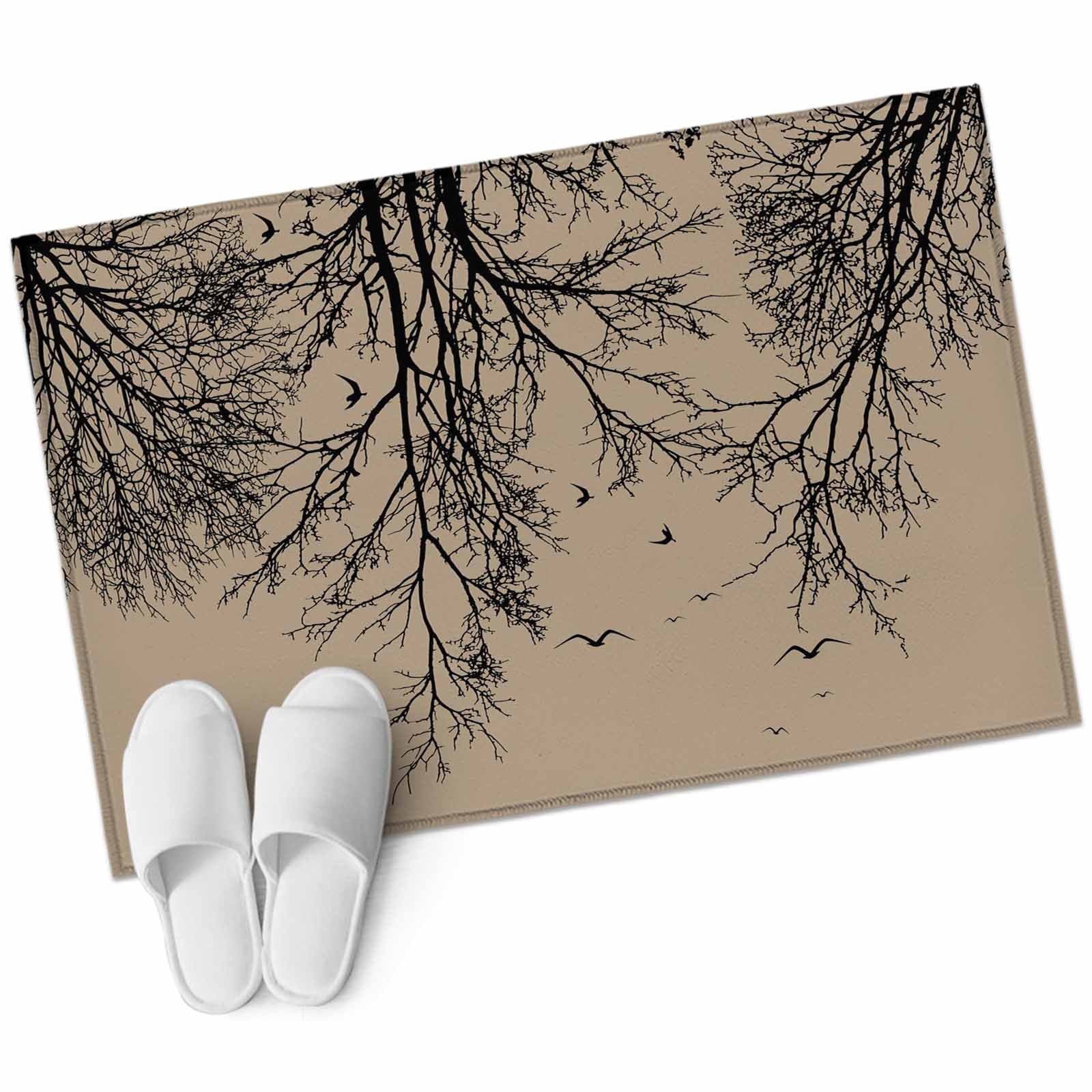 Brown Black Branches Bathroom Rug Washable 2x3 Entryway Rug Non Slip ...