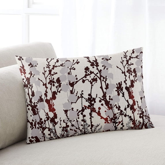 Brown Black Branches Throw Pillow Cover,Watercolor Plant Rustic Burlap Rectangle Decorative Pillow Case Protector Soft Cushion Cover Lumbar Pillowcase for Couch Sofa Bedroom Car Chair Decor 24x36 In