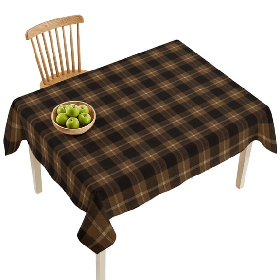 Brown Black Buffalo Plaid Table Cloth 52x70 Inch Rectangle, Country Rustic Classic Farmhouse Checkered Waterproof Tablecloth Oil Proof Washable Table Cover for Party Picnic Dining Camping