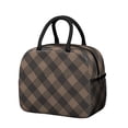 thumbnail image 1 of Brown and Black Checkered Pattern Insulated Leakproof Lunch Box for Work, Lunch Bag for Women Men, Loncheras Para Mujer for Beach Travel Picnic Camping, 1 of 6