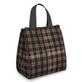 thumbnail image 1 of Brown and Black Checkered Pattern Insulated Lunch Bag for Women Men, Large Portable Soft Cooler Tote, Thermal Food Storage Bag with Pearl Cotton, 8.66L, 8.75"x5.75"x9.5", 1 of 6