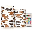 thumbnail image 1 of Brown Black Cow Pattern Flameless LED Candle Set with Remote, Battery Operated Color Changing Pillar Candles, Set of 2, 1 of 7