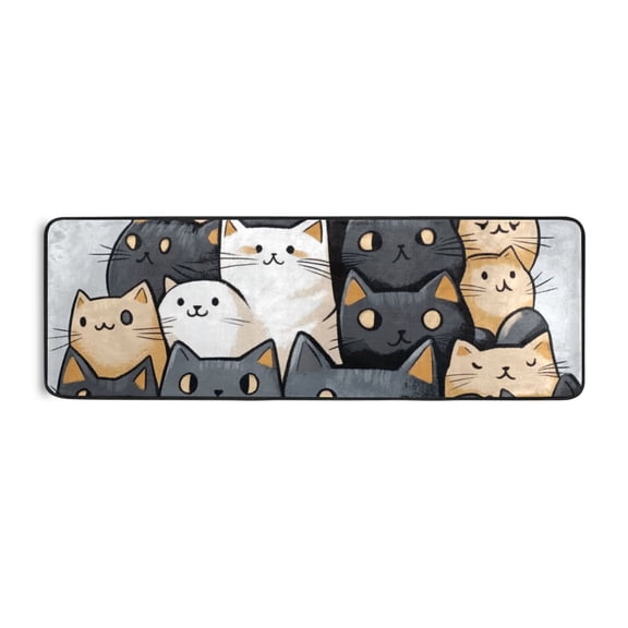 Brown Black Cute Cat Runner Rug for Hallways Kitchen Non Slip 2'x 6' Washable Hall Carpet for Bedroom Entryway Laundry Room