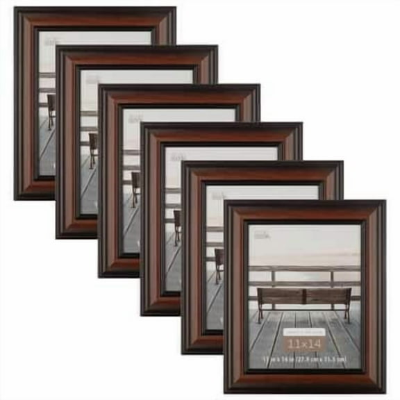 Brown & Black Frame - Home Collection by Studio Décor - Pre-attached Hanging Hardware - Horizontal or Vertical - Bulk 6 Pack