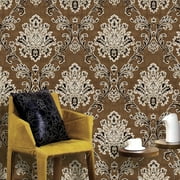 Brown/Black/Gold/Beige Damask Embossed Textured Thick Wallpaper Roll for Living Room Bedroom Decorative 20.86“ x 32.8'