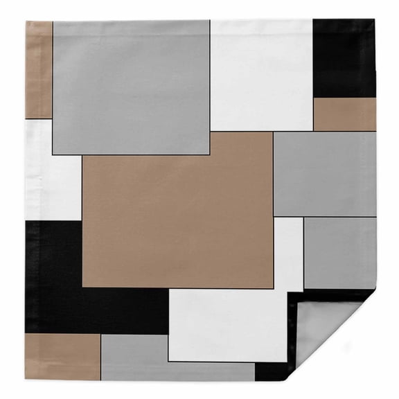 Brown Black Grey Cloth Napkins Washable Set of 1, Middle Century Irregular Geo Abstract Art Reusable Dinner Table Napkins Cloth Bulk for Weddings Kitchen Restaurants Hotel Events Party 20 x 20 Inch